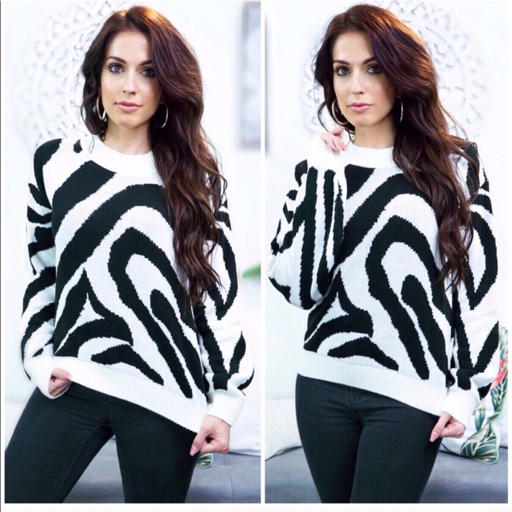 New! Final Price Zebra knitted sweater Black White - Picture 4 of 7